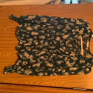 Teal and taupe sheer dress shirt